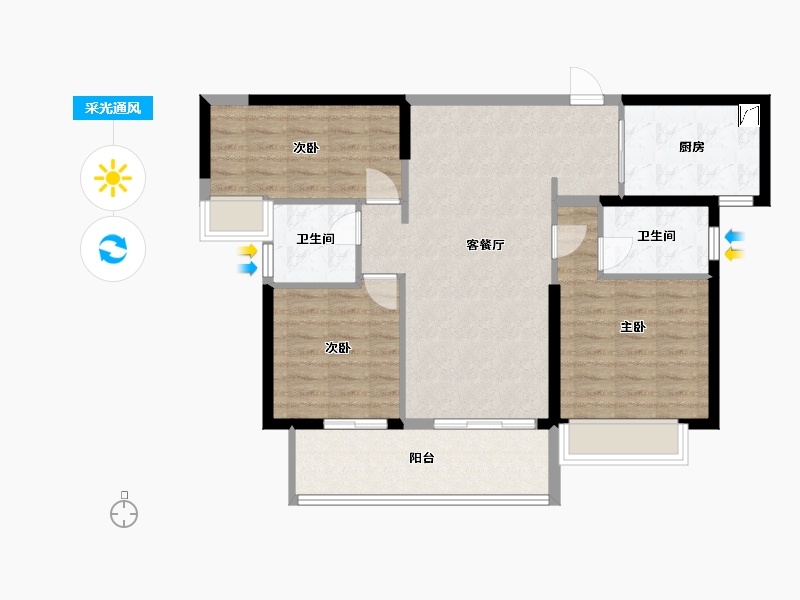 广东省-河源市-时代倾城-93.00-户型库-采光通风