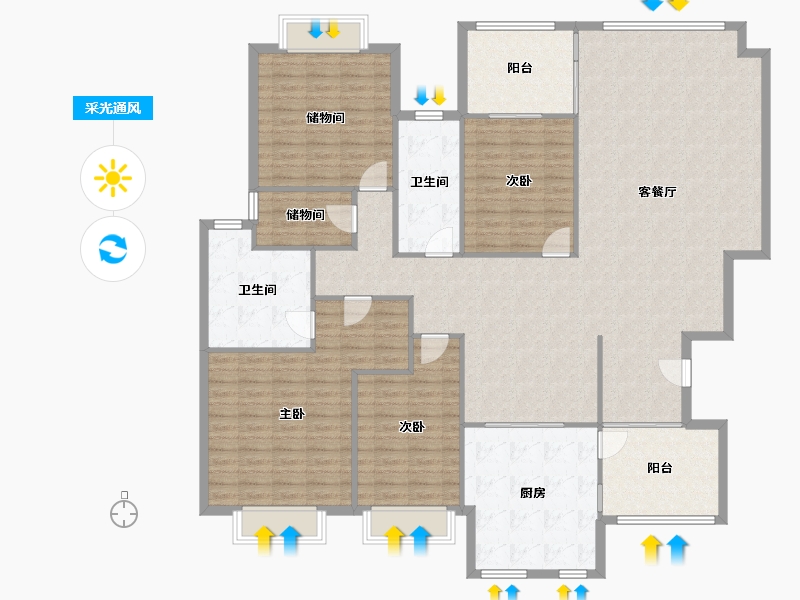 广东省-惠州市-丽江花园-180.00-户型库-采光通风