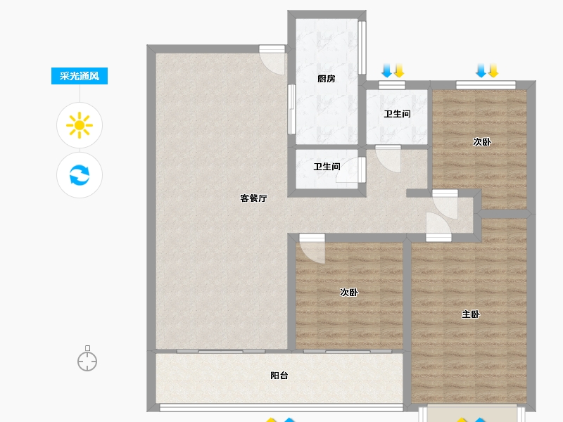 山东省-菏泽市-华夏幸福城-110.00-户型库-采光通风