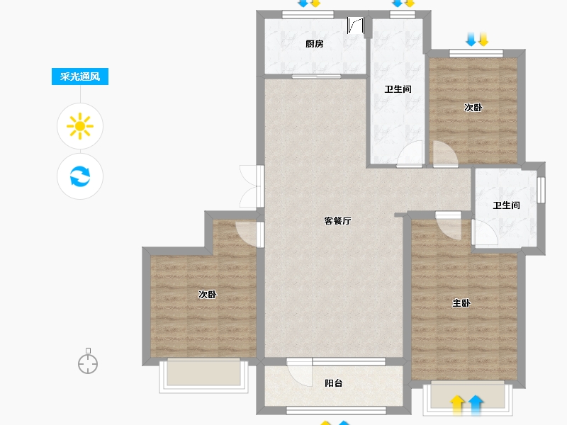 山东省-烟台市-丰金·和悦城-二期-113.00-户型库-采光通风