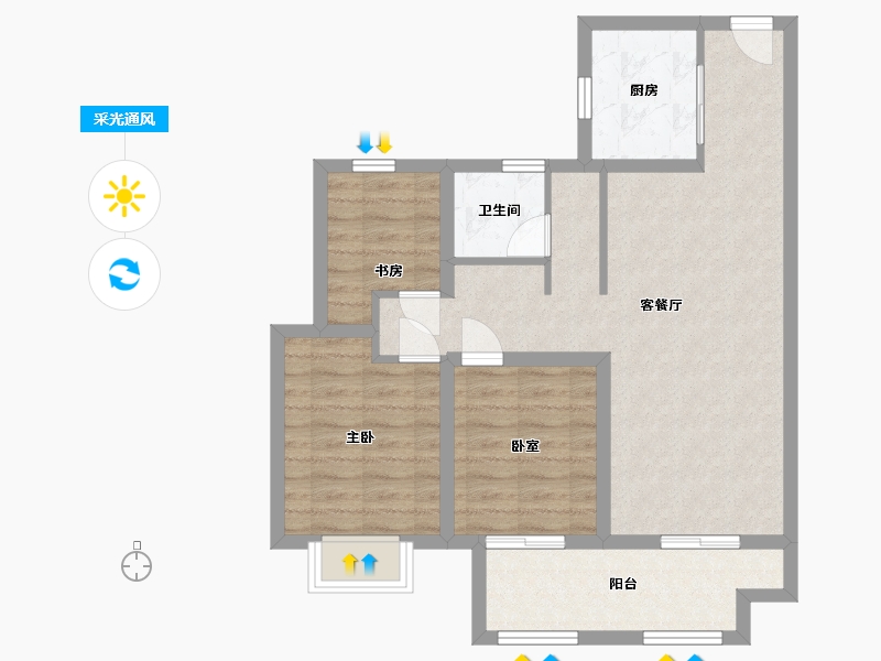 安徽省-马鞍山市-新城璟玥-76.00-户型库-采光通风