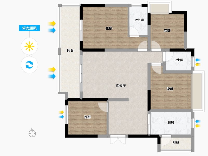 湖北省-十堰市-汉成天地-106.00-户型库-采光通风