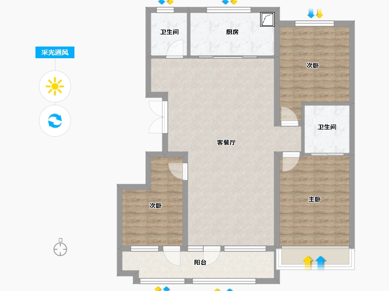 山东省-潍坊市-恒信崇文湖-106.56-户型库-采光通风