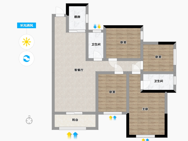 广西壮族自治区-桂林市-众阳华城-99.00-户型库-采光通风