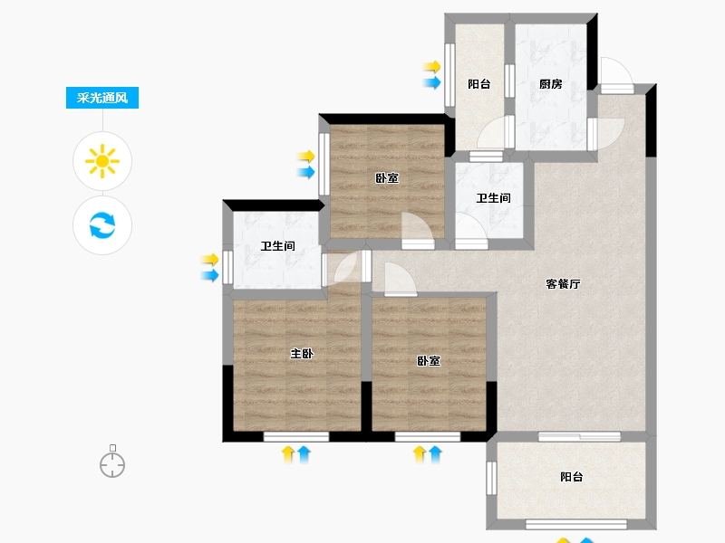 四川省-宜宾市-阳光天著-78.00-户型库-采光通风