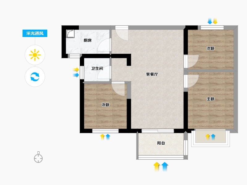 福建省-厦门市-中铁诺德逸都-58.22-户型库-采光通风