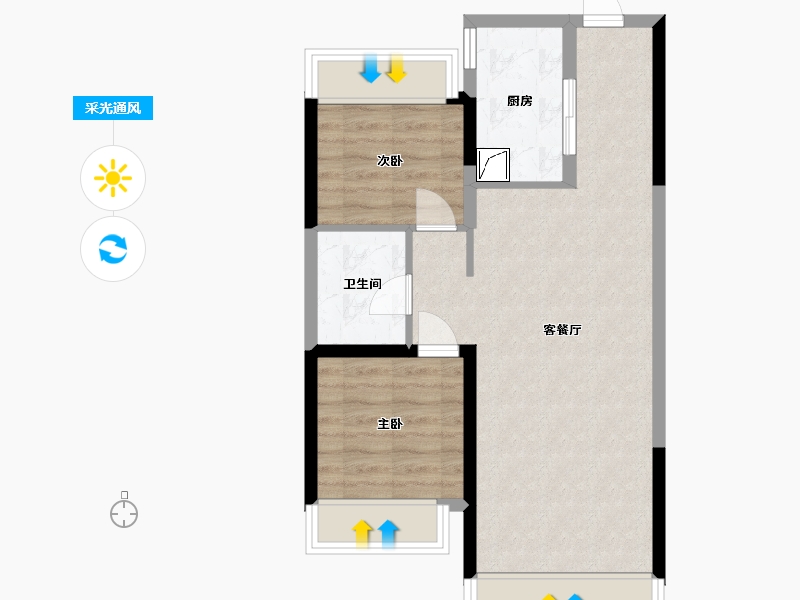 内蒙古自治区-呼和浩特市-金地江山风华-70.00-户型库-采光通风