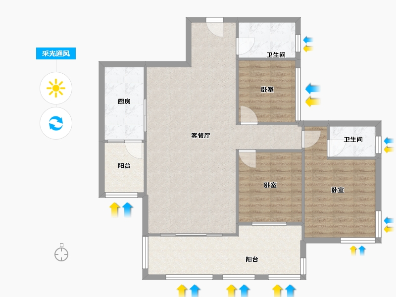 湖南省-长沙市-南山雍江汇-105.00-户型库-采光通风