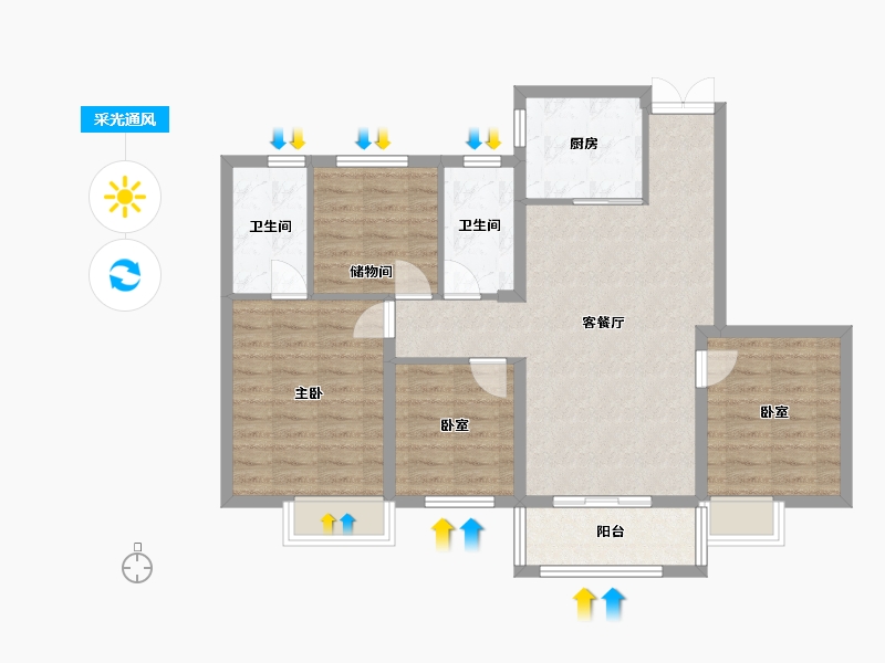 江苏省-南通市-新城学府-97.18-户型库-采光通风