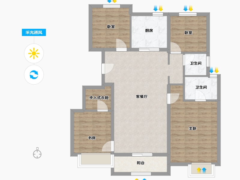 天津-天津市-锦绣大家-105.00-户型库-采光通风