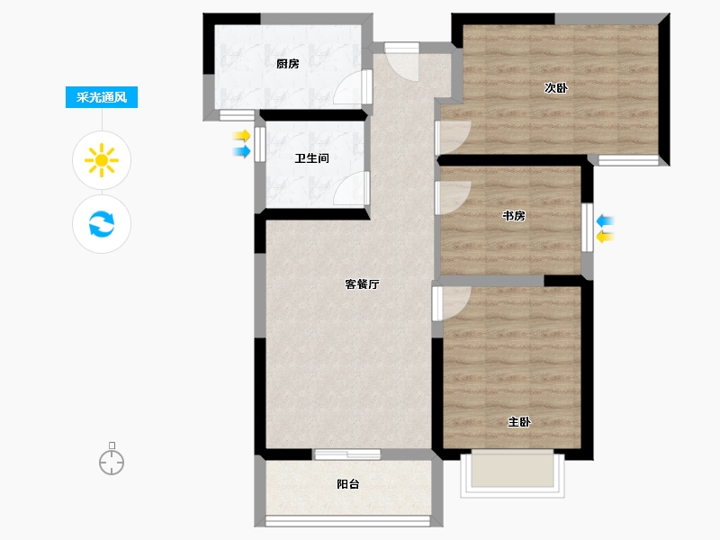 河南省-洛阳市-科弘.国风龙樾-72.00-户型库-采光通风