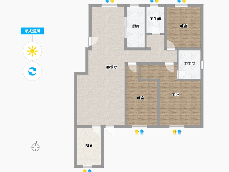 河北省-石家庄市-健康城-142.00-户型库-采光通风