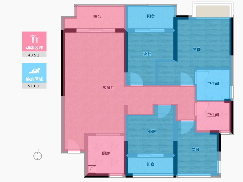 江苏省-苏州市-棠悦名筑-88.45-户型库-动静分区