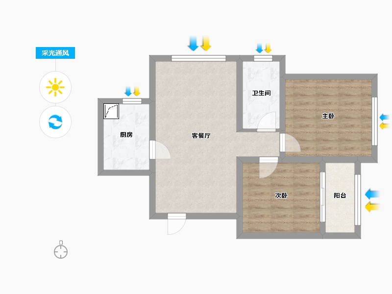 山东省-青岛市-海泊雅苑-75.00-户型库-采光通风