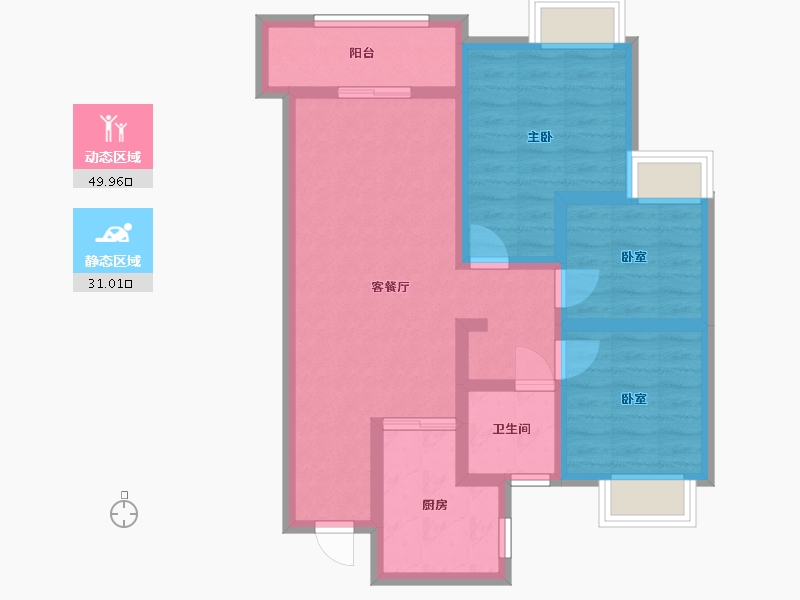 湖北省-武汉市-龙湖中锦·光谷城香颂-74.00-户型库-动静分区