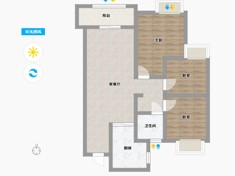 湖北省-武汉市-龙湖中锦·光谷城香颂-74.00-户型库-采光通风