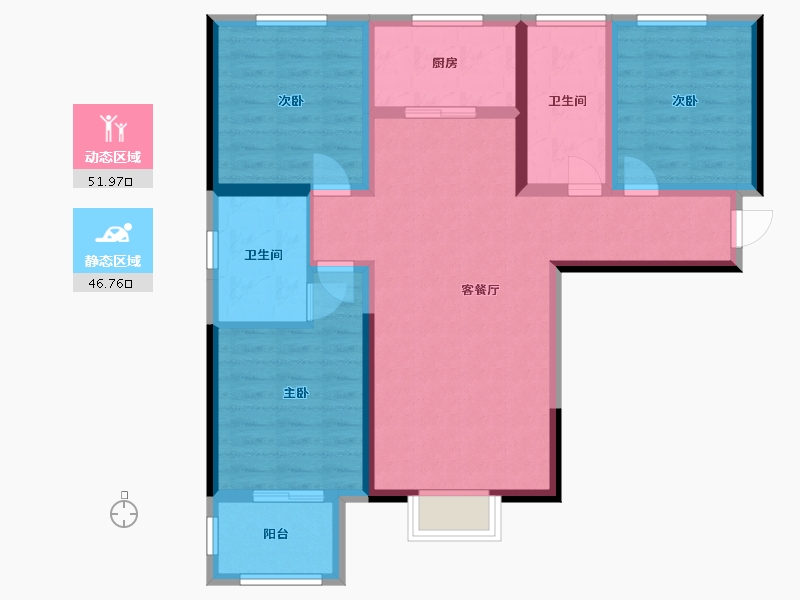 河北省-保定市-浩正渼林湾-87.55-户型库-动静分区