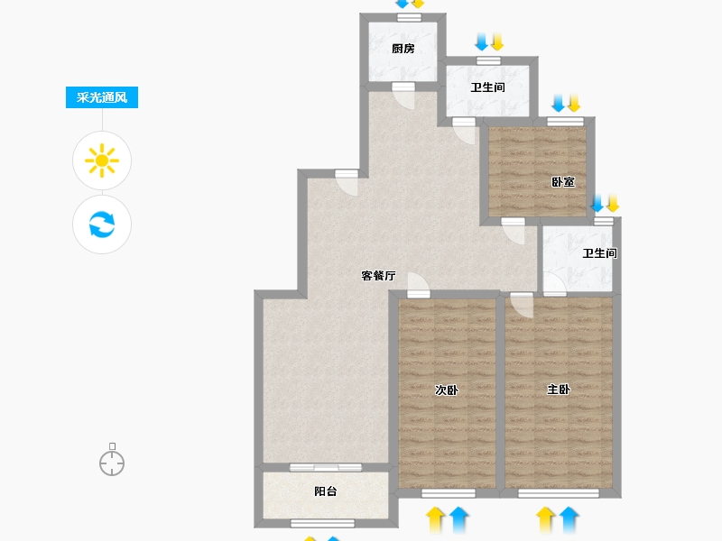 江苏省-宿迁市-运河·天玺-G区-100.00-户型库-采光通风