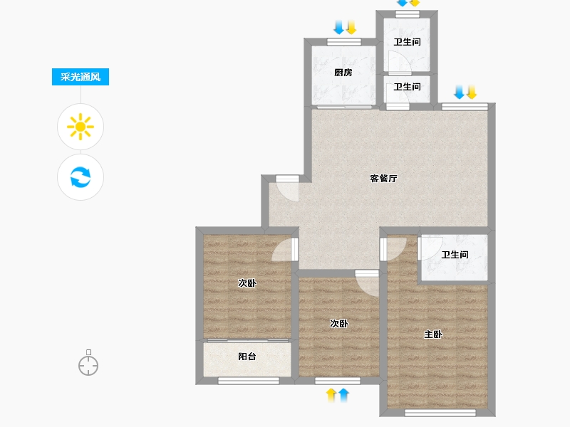 山东省-潍坊市-兰溪学府-83.00-户型库-采光通风