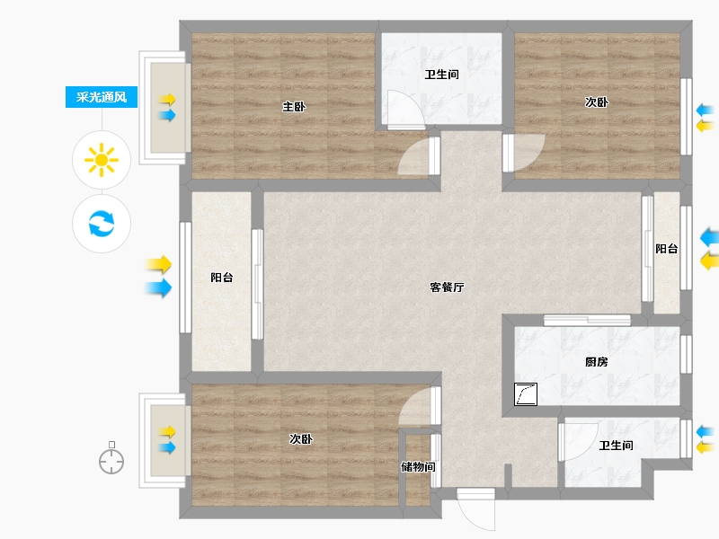 河北省-衡水市-星河湾花园-130.00-户型库-采光通风