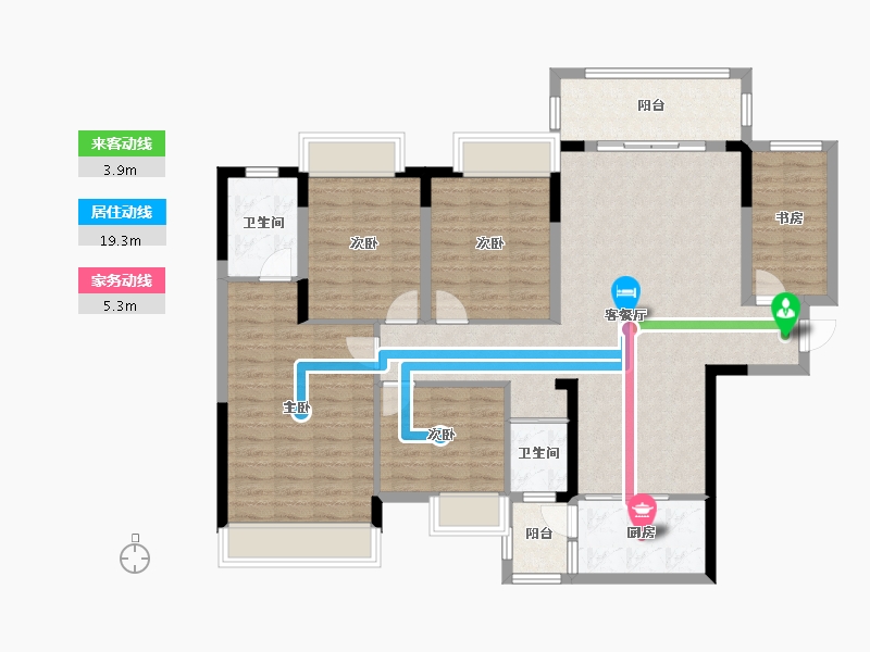 广西壮族自治区-玉林市-北流市永基·世纪名门-140.00-户型库-动静线