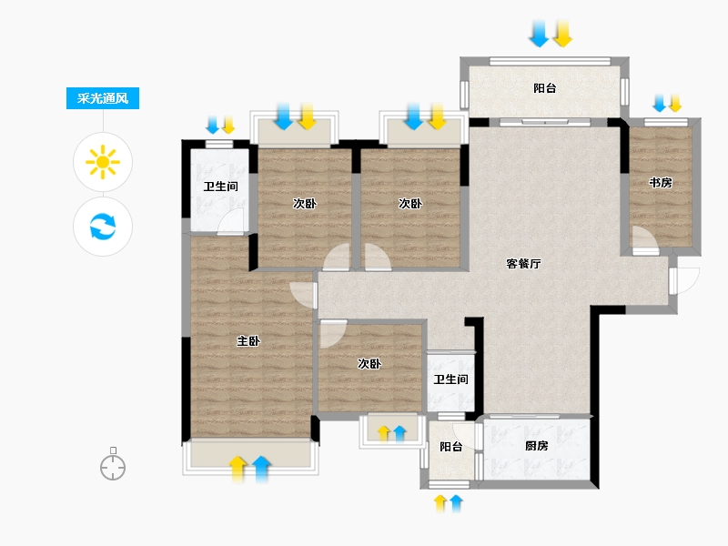 广西壮族自治区-玉林市-北流市永基·世纪名门-140.00-户型库-采光通风