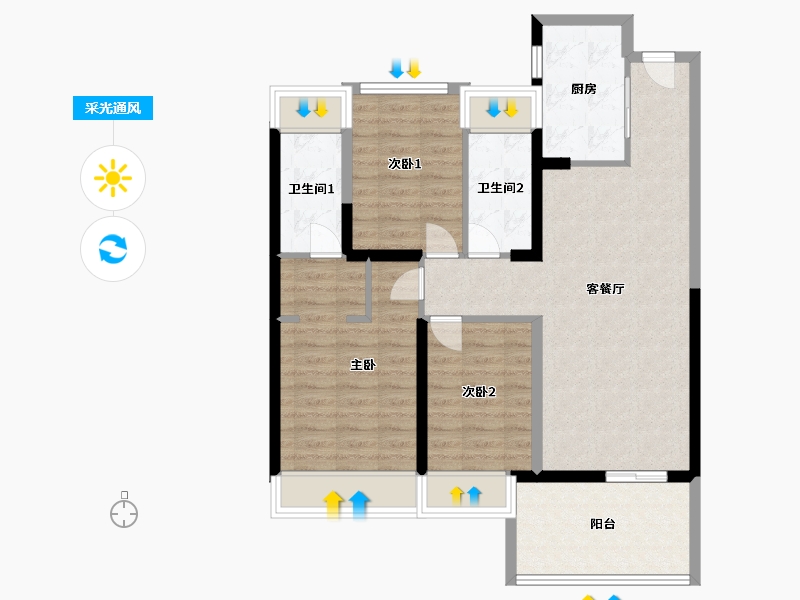 广东省-深圳市-花样年·好时光-88.00-户型库-采光通风