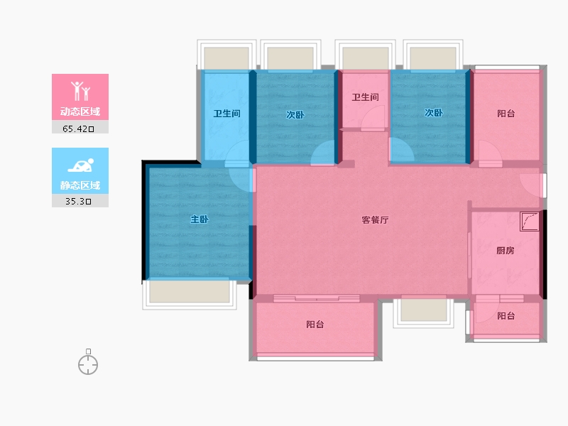 广东省-惠州市-碧桂园城央印象-89.52-户型库-动静分区