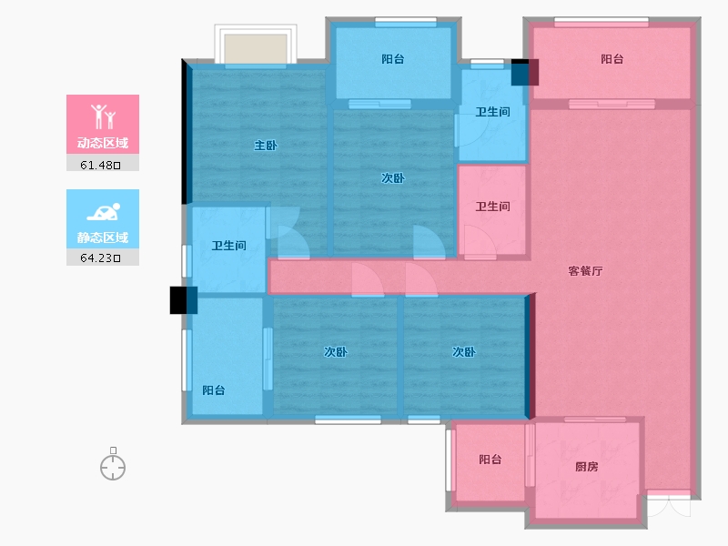 广西壮族自治区-河池市-南桥新城-118.00-户型库-动静分区