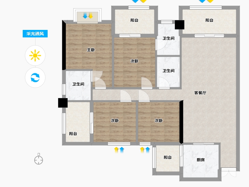 广西壮族自治区-河池市-南桥新城-118.00-户型库-采光通风