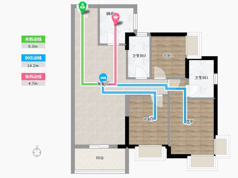 广东省-深圳市-万樾府住宅-76.01-户型库-动静线