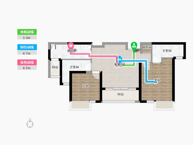 江苏省-泰州市-世纪家园桃源里-70.00-户型库-动静线