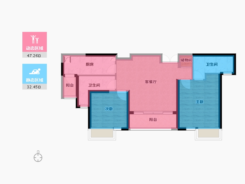 江苏省-泰州市-世纪家园桃源里-70.00-户型库-动静分区