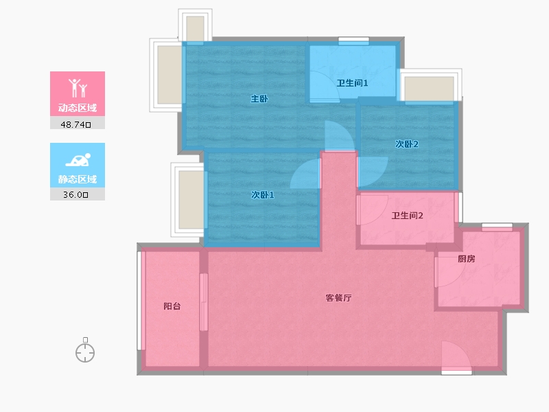 广东省-深圳市-万樾府住宅-76.00-户型库-动静分区