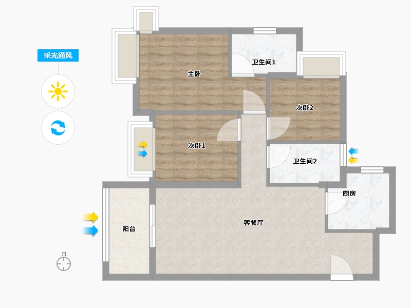 广东省-深圳市-万樾府住宅-76.00-户型库-采光通风