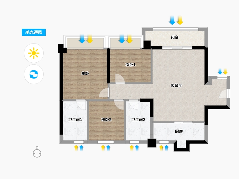 广东省-深圳市-花样年·好时光-80.00-户型库-采光通风