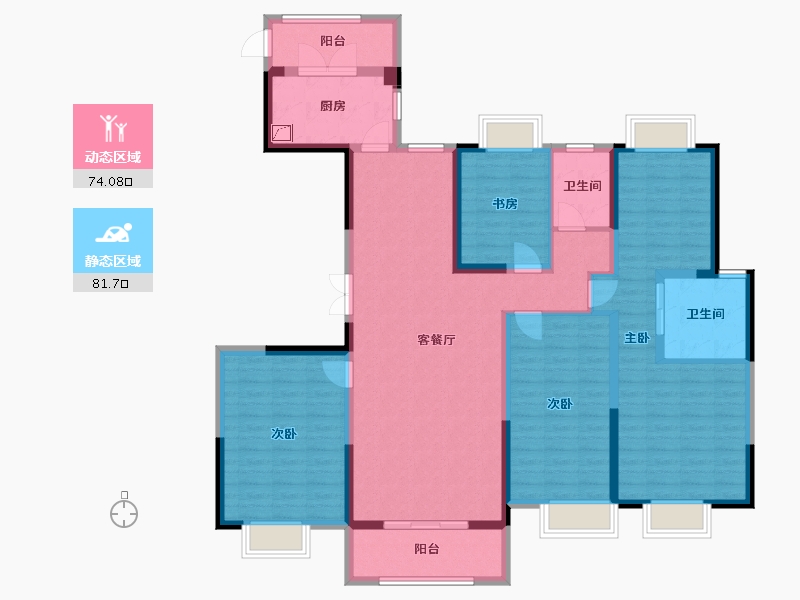 湖北省-武汉市-汉悦府·坤璟-150.00-户型库-动静分区