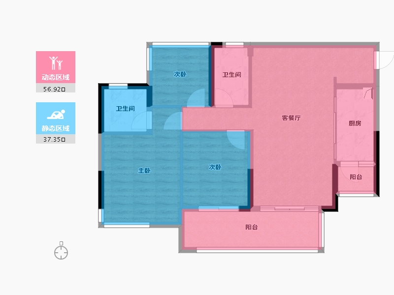 四川省-达州市-金科集美嘉悦-75.00-户型库-动静分区