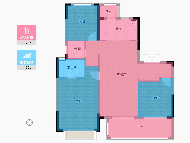 四川省-成都市-旭辉广场住宅-96.72-户型库-动静分区