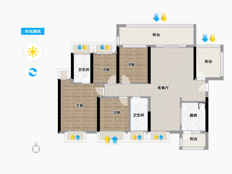 广东省-惠州市-碧桂园城央印象-108.71-户型库-采光通风