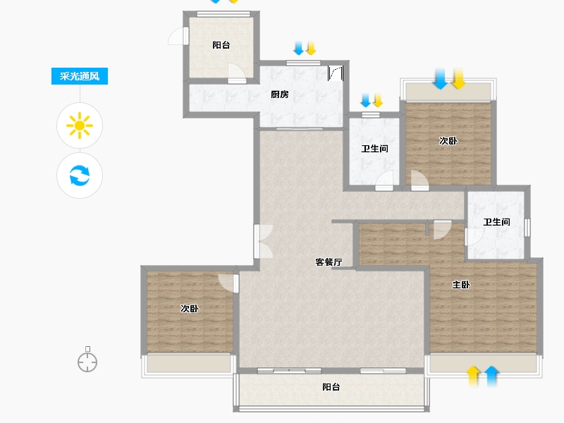 浙江省-台州市-保利·大国璟-163.00-户型库-采光通风