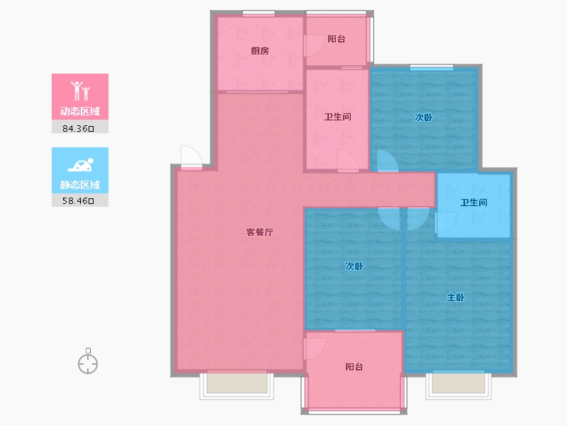 湖北省-宜昌市-丽江花园(沿江大道)-114.70-户型库-动静分区