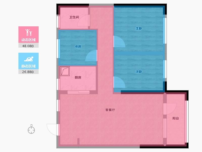 辽宁省-沈阳市-中金启城-70.00-户型库-动静分区