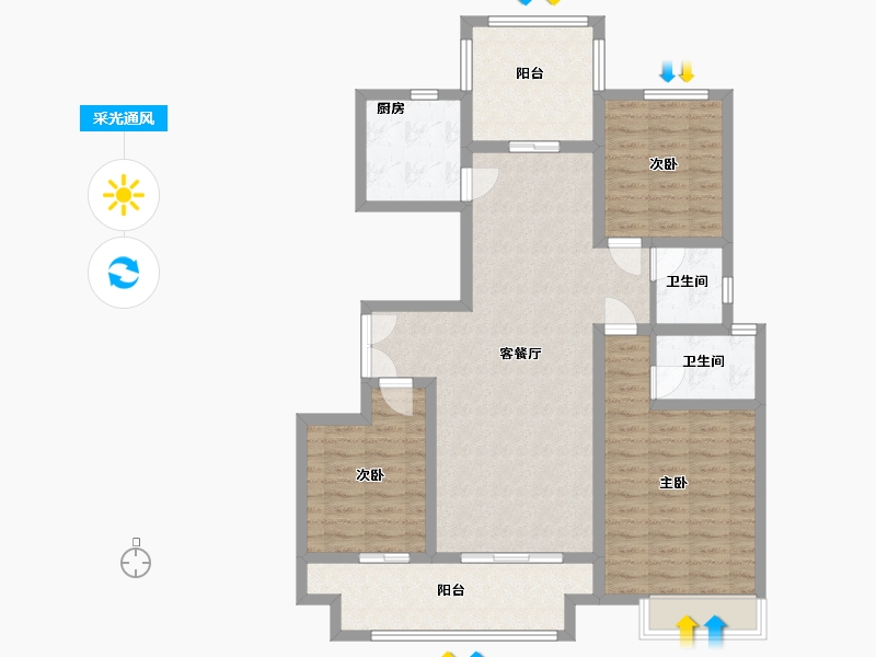 河南省-安阳市-建业尊府-105.00-户型库-采光通风