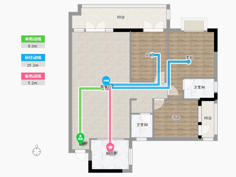 湖北省-宜昌市-清江。领秀-90.00-户型库-动静线