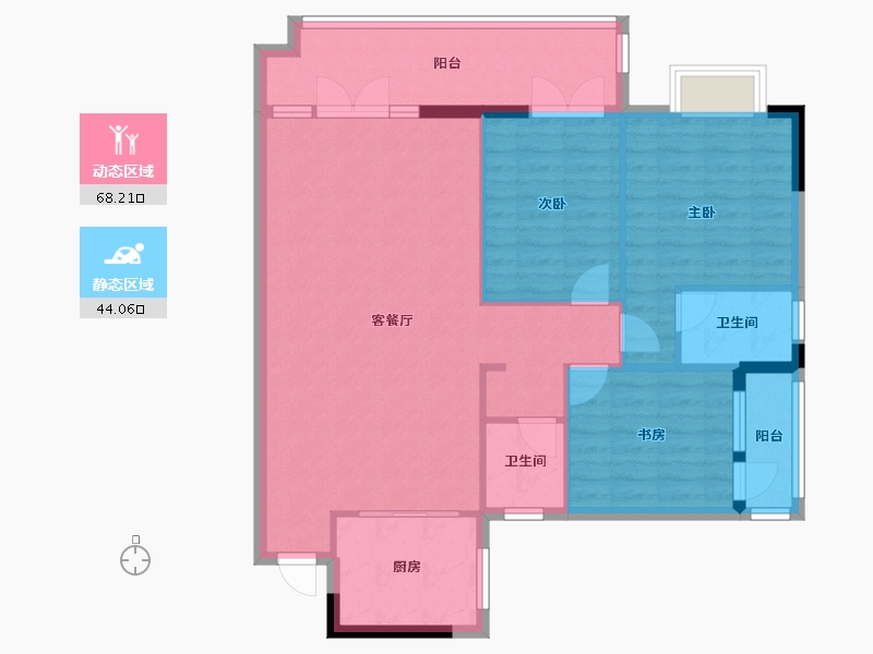 湖北省-宜昌市-清江。领秀-90.00-户型库-动静分区