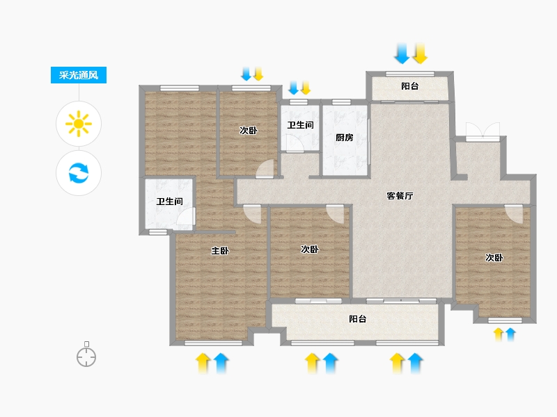 山东省-临沂市-幸福里小区-163.00-户型库-采光通风