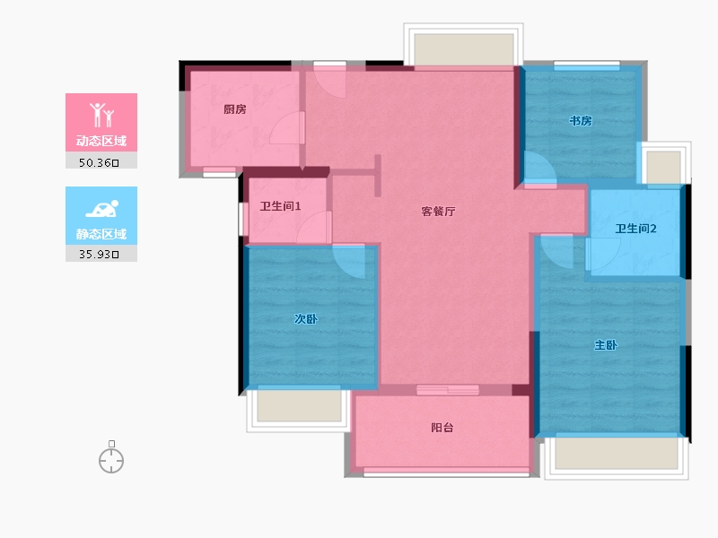 广东省-中山市-中山宝龙城-76.80-户型库-动静分区