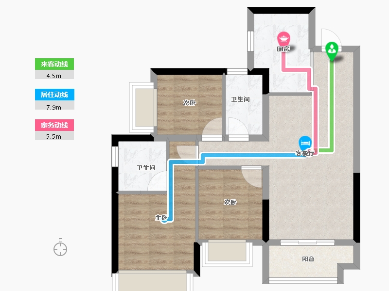 广东省-深圳市-联发天境雅居-66.88-户型库-动静线