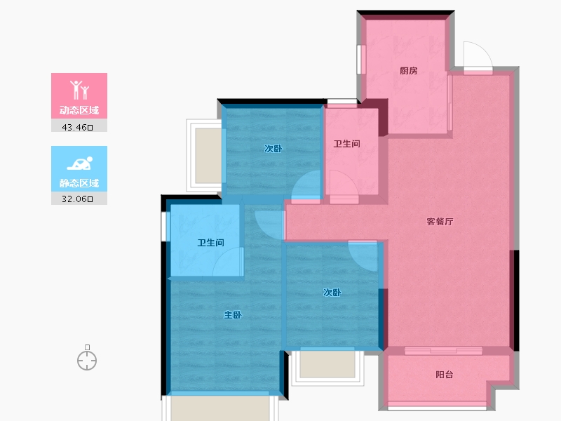 广东省-深圳市-联发天境雅居-66.88-户型库-动静分区